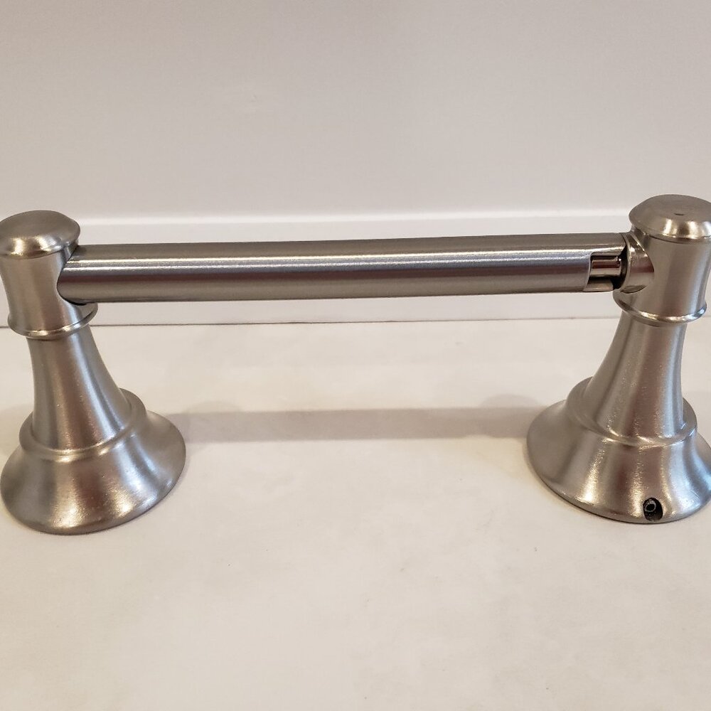 Pivoting Double Post Bathroom Toilet Roll/Toilet Paper Holder in Brushed Nickel - Picture 2 of 8